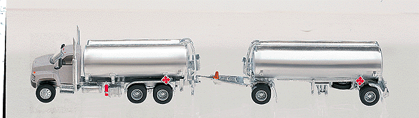 American Trucks - 2003 GMC Topkick 3-Axle Tanker w/2-Axle Tank Trailer -- Silver Cab & Tanks
