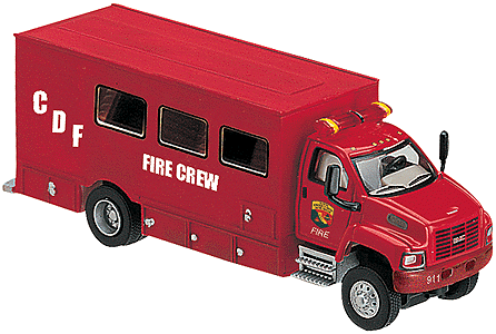 Emergency - 2003 GMC Topkick 2-Axle Fire Crew Transport Truck -- California Dept. of Forestry (CDF), Red Cab & Body