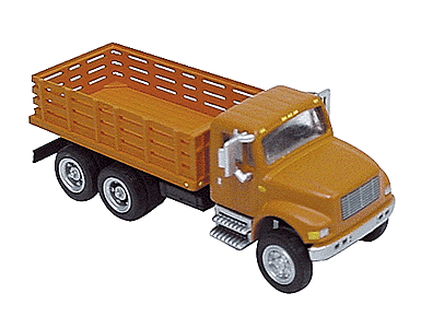 Construction Equipment - 3-Axle Stake Bed Truck -- Solid Orange