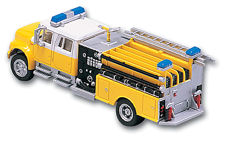 American Emergency Equipment - International Fire Engine/Pumper w/Sedan Cab -- Triple Combination (Hose/Ladder/Pump) w/White Cab Roof over Yellow Body