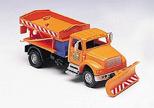 American Construction Equipment-International Snow Plow w/Salt/Sand Applicator -- Orange Cab & Body w/Red & White Safety Stripes
