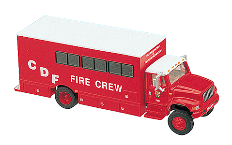 Emergency - International 4900 2-Axle Fire Crew Transport Truck -- California Dept. of Forestry (red w/white roof)