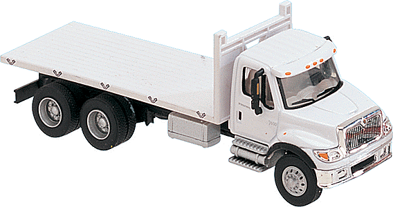 American Trucks - International 7000 3-Axle Flatbed -- White Cab & Body