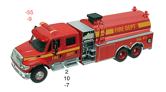 American Trucks - International(R) 7000 2-Axle Crew Cab Fire Tanker -- Red Cab & Body, Yellow Lettering