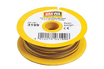 .006" .14mm 2-Conductor Stranded Copper Wire 27.3yd 25m Reel -- Brown, Yellow (Matches Roco)