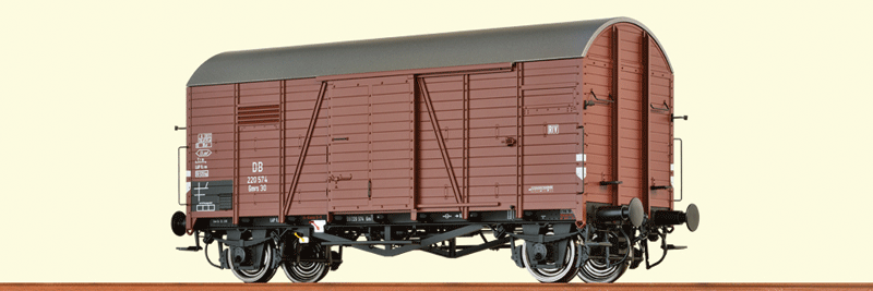 DB Type Gmrs 30 Oppeln Wood Boxcar - Ready to Run -- German Federal Railway DB #220 574 (Era III, Boxcar Red)