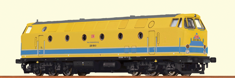 DB Class BR 119 - 3-Rail w/Sound & Digital -- German Federal Railroad DB #229 100-3 (Era V, Bahnbau Gruppe, yellow, blue)