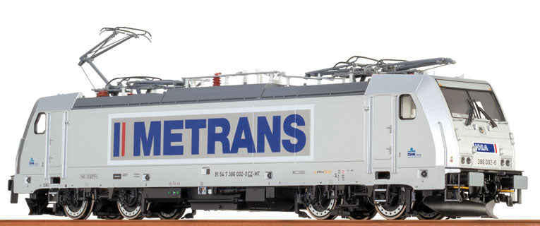 Traxx Class BR 186 Electric - 3-Rail AC w/Digital+ -- Metrans #386 002-0 (Era VI, silver, blue, gray, Billboard Lettering)