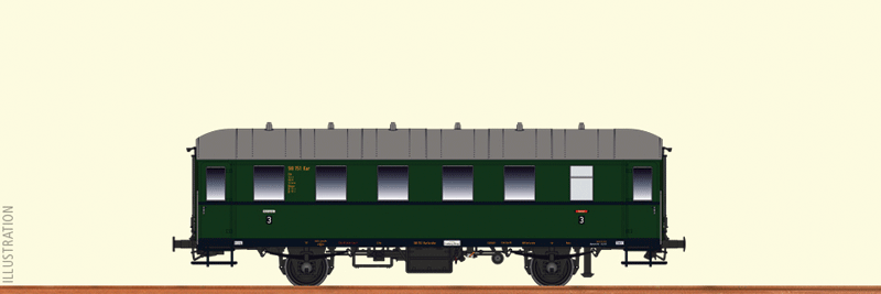 Type Ci-33 Coach - Ready to Run -- German Federal Railroad DB #98 151 Kar (Era III, green, silver)