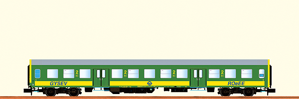 Type Byz 2nd Class Coach - Ready to Run -- Raaberbahn GYSEV Hungary #51 43 21-30 001-4 (Era V, Regio, red, white, gray)