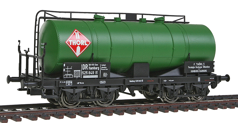 4-Axle Tank Car - Ready to Run -- Thorl #525 849 P (Era III, green, black)