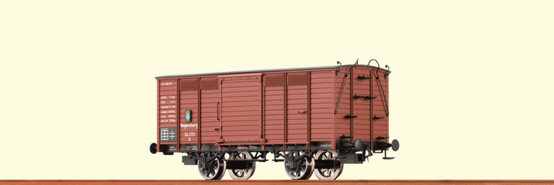 Wood Boxcar - Ready to Run -- Royal Bavarian State Railways K.Bay.Sts.B. #34 170 Regensburg (Era I, Boxca