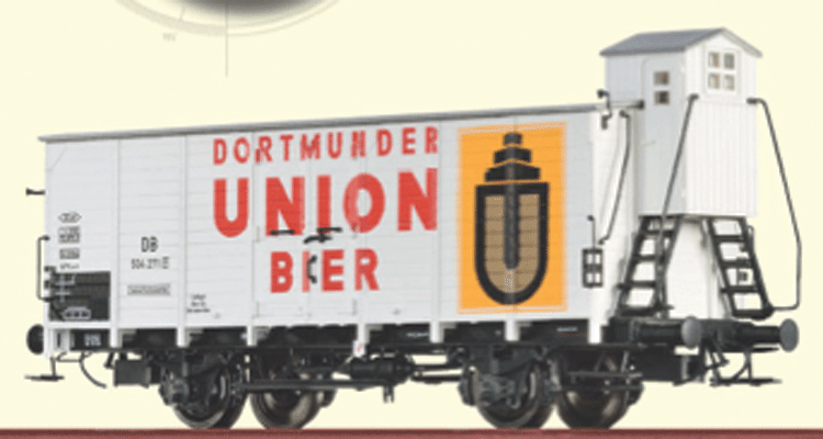 Wood Beer Reefer w/Brakeman's Cab - Ready to Run -- Dortmunder Union Bier #504 271 P (Era III, white, red, yellow, German Letter