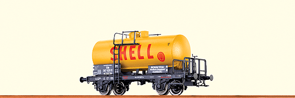 2-Axle Tank Car - Ready to Run -- Shell/German State Railway DRG #523 915 P (Era II, yellow, red, black)