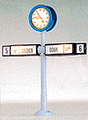 Illuminated Clock -- Platform w/Train Direction Signs, 2" High