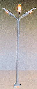 Street Light -- Curved Mast, Triple Arm, 5" High