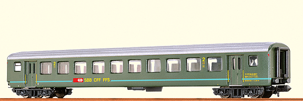 Type EW II 2nd Class Coach - Ready to Run -- Swiss Federal Railways SBB/CFF/FFS #50 85 20-34 693-5 (Era II, green, silver