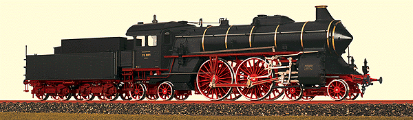 Steam BR15 (ex S2/6) 4-4-4 w/Tender; Deutsche Reichsbahn Gesellschaft (DRG) -- #15 001 (black w/red wheels) DC Powered