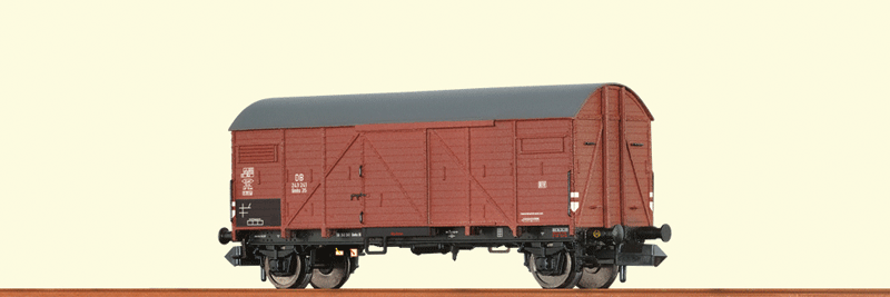 DB Type Gmhs Wood Boxcar - Ready to Run -- German Federal Railroad DB #243 241 (Era III, Boxcar Red, gray)