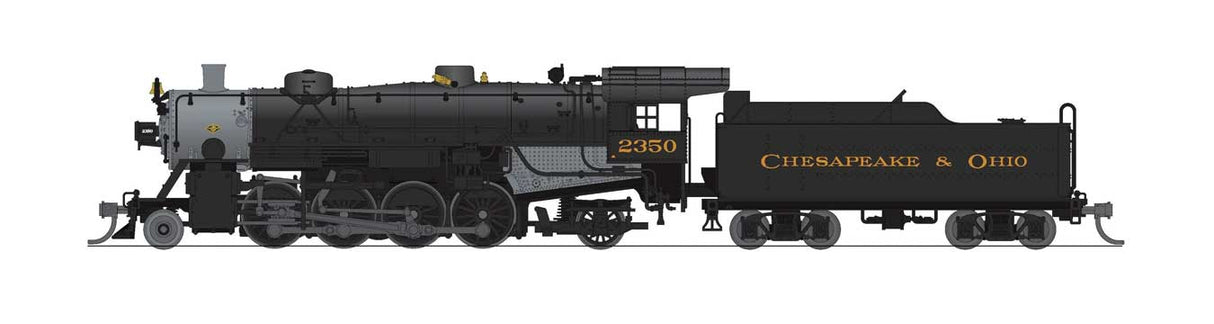 USRA 2-8-2 Light Mikado - Standard DC - Stealth -- Chesapeake & Ohio #2350 (black, graphite, yellow)