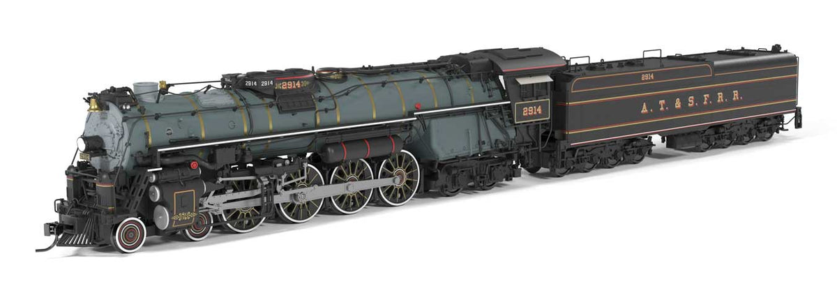 Class 2900 4-8-4 - Sound, Smoke & DCC - Brass-Hybrid Paragon4(TM) -- Santa Fe #2914 (Fantasy Scheme, Ornate 1870s Styling, blue, black, pinstripi