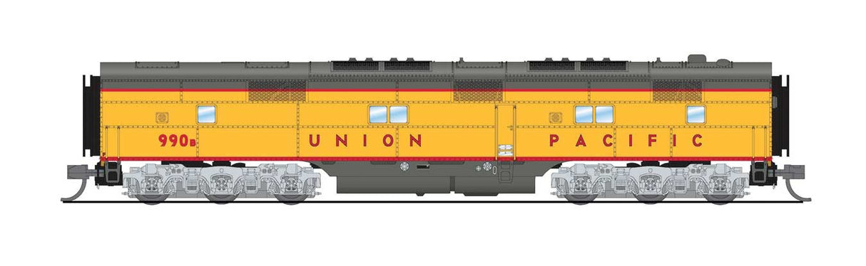 EMD E7B - Standard DC - Stealth -- Union Pacific #988B (1960s, Armour Yellow, gray, red)