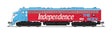 EMD E8A - Standard DC - Stealth -- Rock Island #652 (Bicentennial, red, blue, white)