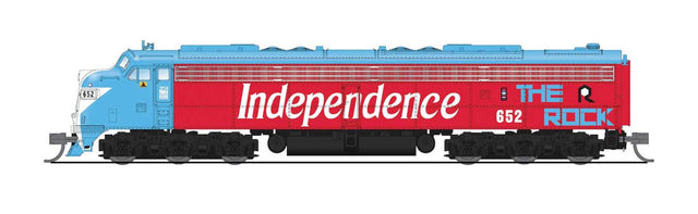 EMD E8A - Standard DC - Stealth -- Rock Island #652 (Bicentennial, red, blue, white)