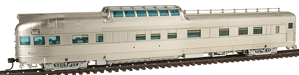 Painted, Unlettered & Unnumbered "California Zephyr" Cars -- 1 Drawing Room, 3 Double Bedroom Vista Dome Buffet-Lounge-Observation