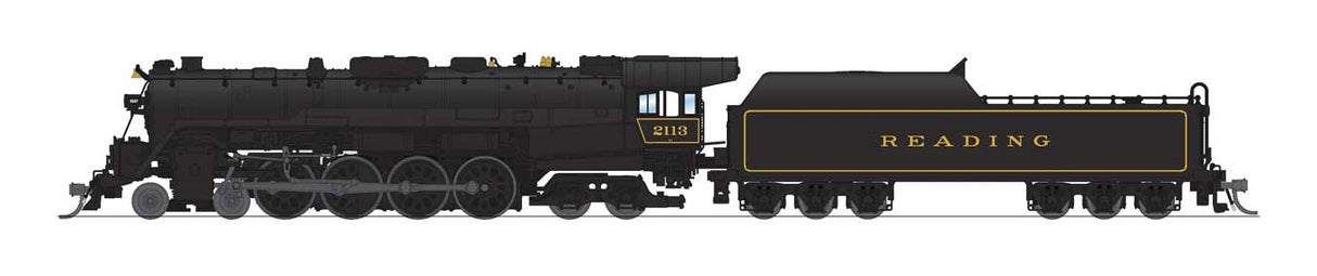 RDG Class T-1 4-8-4 - Standard DC - Stealth -- Reading #2113 (In-Service, black, yellow)