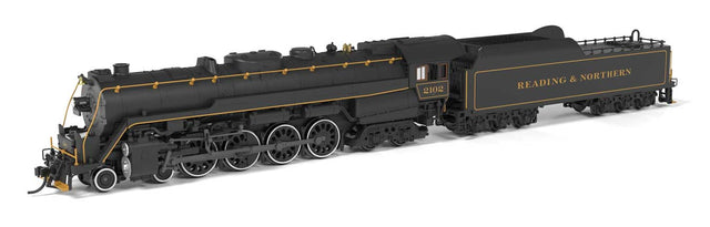 RDG Class T-1 4-8-4 - Standard DC - Stealth -- Reading & Northern #2102 (Modern Appearance, black, yellow)