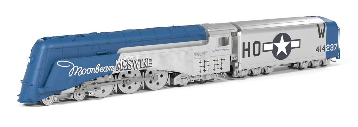 Streamlined 4-6-4 Hudson, Disc Drivers - Standard DC - Stealth -- US Army Air Force USAAF (Fantasy Moonbeam McSwine Scheme, silver, blue)