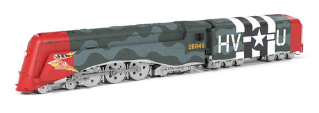 Streamlined 4-6-4 Hudson, Disc Drivers - Standard DC - Stealth -- US Army Air Force USAAF #HV-U (Fantasy Scheme, red, gray camouflage)