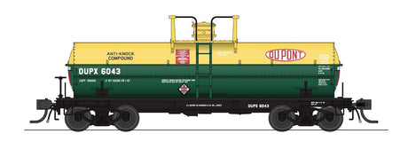 6000-Gallon Chlorine Tank Car 2-Pack - Ready to Run -- DuPont DUPX #6034, 6033 (green, yellow)