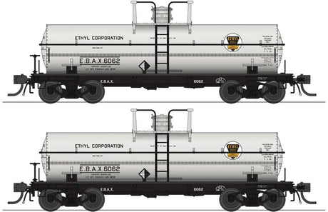 6000-Gallon Chlorine Tank Car 2-Pack - Ready to Run -- Ethyl Corporation EBAX #6066, 6067 (gray, black, yellow)
