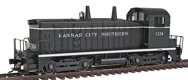 Diesel EMD NW2 Switcher, Phase V, Powered w/Sound -- Kansas City Southern #1224 (black, white stripes)
