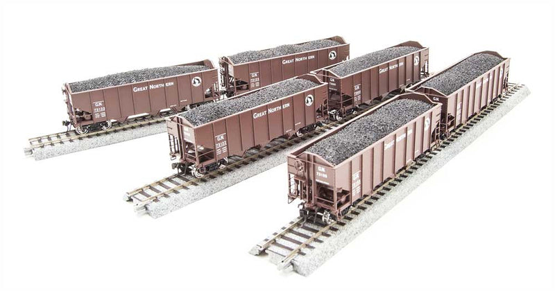 Class H2a 3-Bay Hopper 6-Pack - Ready to Run -- Great Northern (Boxcar Red, Silhouette Logo)