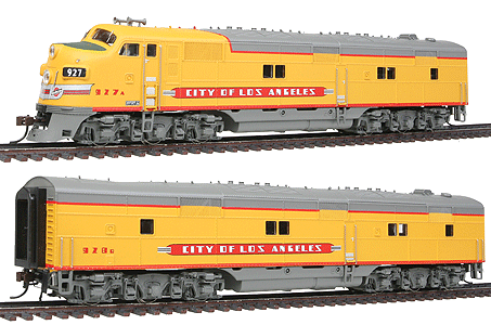 EMD E7 Powered A-Unpowered B Set w/Sound & DCC - Paragon2(TM) -- Union Pacific #LA7 & 8 (City of Los Angeles, Armour Yellow, gray, red)