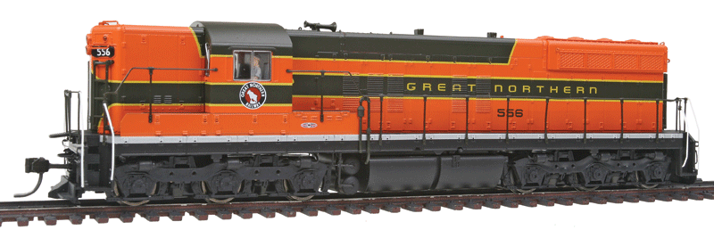 EMD SD7 w/Sound & DCC - Paragon2(TM) -- Great Northern #556 (Omaha Orange, Pullman Green, yellow)