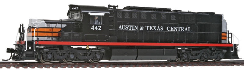 Alco RSD15 Low Nose w/Sound & DCC - Paragon2(TM) -- Austin & Texas Central #442 (Black Widow, black, silver, red, orange)