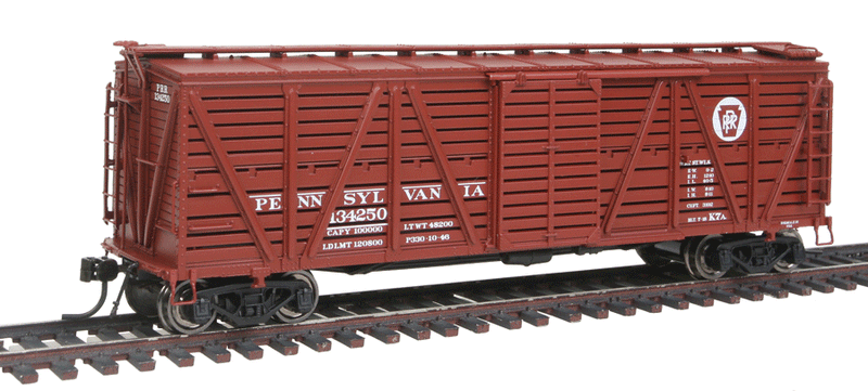 PRR K7 Stock Car w/Cattle Sound - Paragon2(TM) -- Pennsylvania Railroad (Tuscan)-1