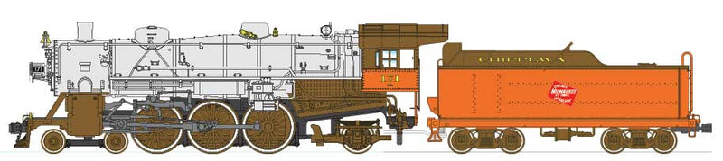 USRA Light Pacific 4-6-2 - Sound & DCC - Paragon2 -- Milwaukee Road #171 (Chippewa; gray, orange, brown)
