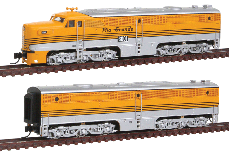 Alco PA1 Powered A-Unpowered B Set w/Sound & DCC - Paragon2 -- Denver & Rio Grande Western #6001, 6002 (Aspen Gold, silver, black 4-Stripes
