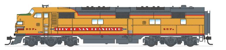 EMD E7 Powered A-Unpowered B Set w/Sound & DCC - Paragon2(TM) -- Union Pacific-CNW #907A, 908B (City of San Francisco, Armour Yellow)