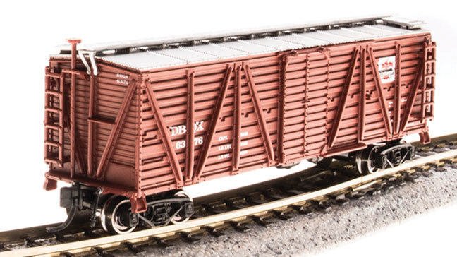 PRR K7 Stock Car No Sound 4-Pack - Ready to Run -- Dubuque Packing Company DBQX (Boxcar Red, silver)
