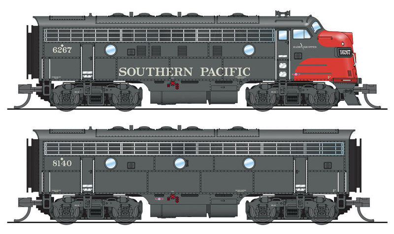 EMD F7 A-B Phase I Set w/Sound & DCC - Paragon3 -- Southern Pacific #6167, 8140 (Bloody Nose, gray, red)