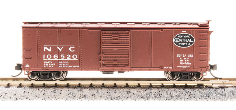 NYC 40' Steel Boxcar with 7-8 Corrugated Ends - Ready to Run -- New York Central 103634 (Boxcar Red, Post-1955 Gothic Lettering)
