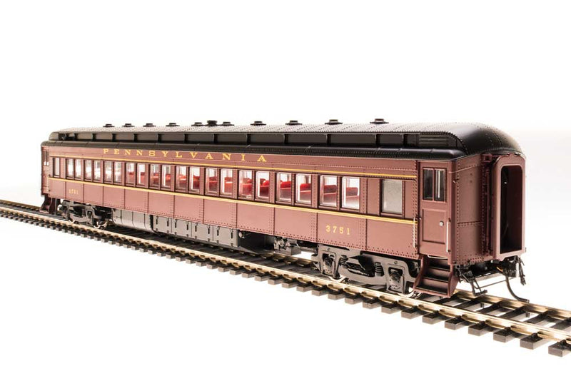 PRR Class P70R Heavyweight Coach with Ice Air Conditioning pkg(4) Ready-to-Run -- Pennsylvania Railroad (Tuscan, black; Buff Lettering)