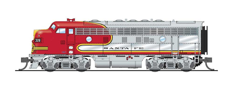 EMD F7A - Unpowered F7B Phase I Set with Sound and DCC - Paragon3 -- Santa Fe 328L, 328A (Warbonnet, silver, red)