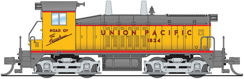 EMD SW7 - Sound and DCC - Paragon3 -- Union Pacific #1824 (Armour Yellow, gray, red; "Streamliners" Slogan)
